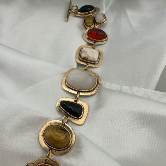Multi Gemstone Gold and Red Stone Women's Bracelet - Picture 10 of 10